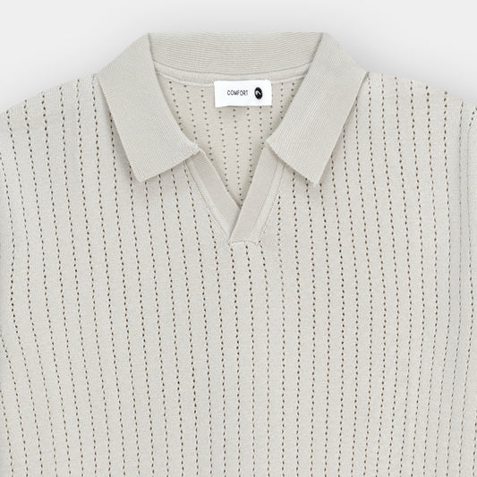 BEIGE OLD MONEY DROP NEEDLE POLO