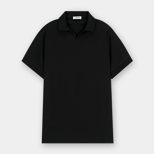 BLACK POPCORN TEXTURE POLO