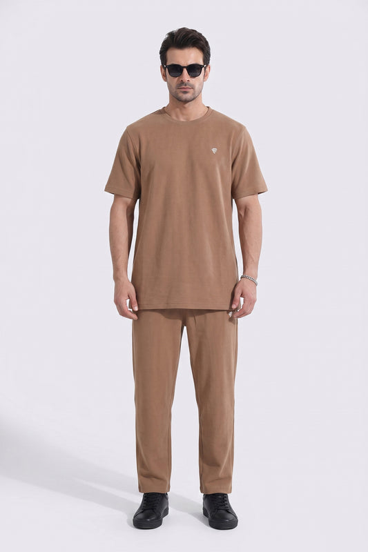 BROWN COTTON TEXTURE TRACKSUIT