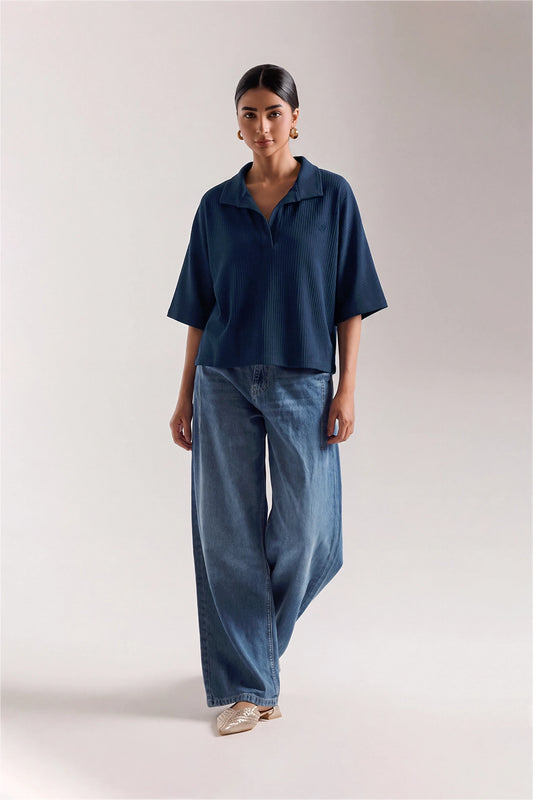 PAGEANT BLUE OVERSIZE JOHNYY POLO