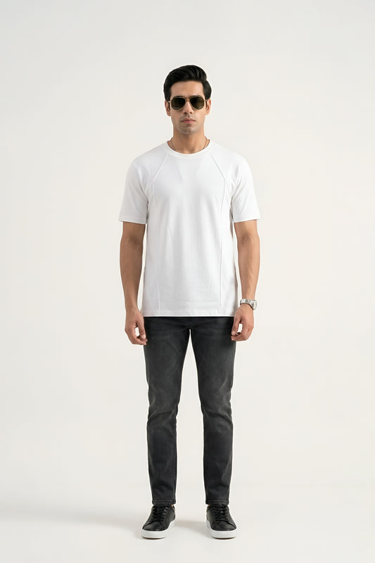 WHITE MODULAR COTTON TEE
