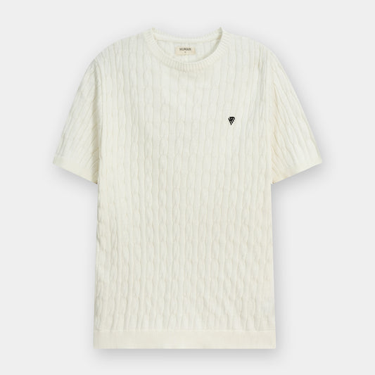 Off WHITE CABLE KNIT TEXTURE TEE