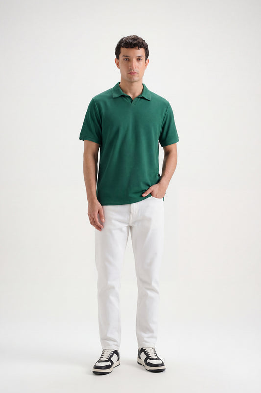 FOREST GREEN POPCORN TEXTURE POLO