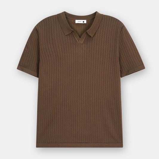 BROWN OLD MONEY DROP NEEDLE POLO