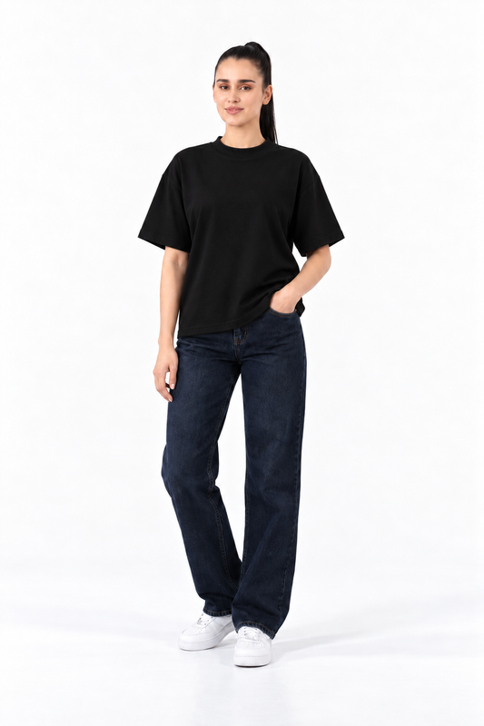 BLACK OVERSIZE BASIC TEE