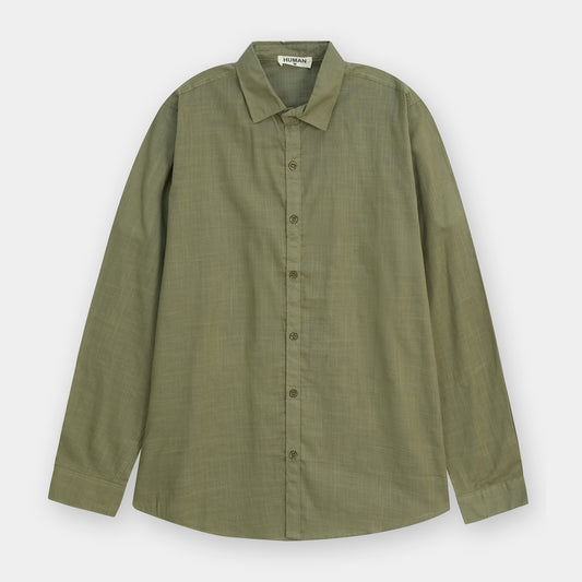 ARMY GREEN IRISH LINEN BUTTON DOWN SHIRT