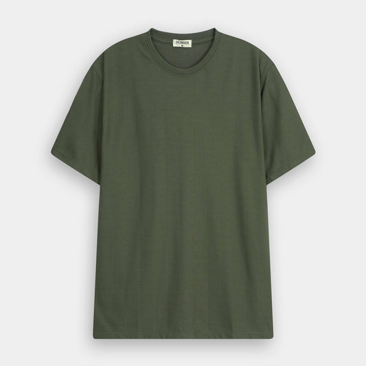 OLIVE GREEN DROP SHOULDER KNIT TEE
