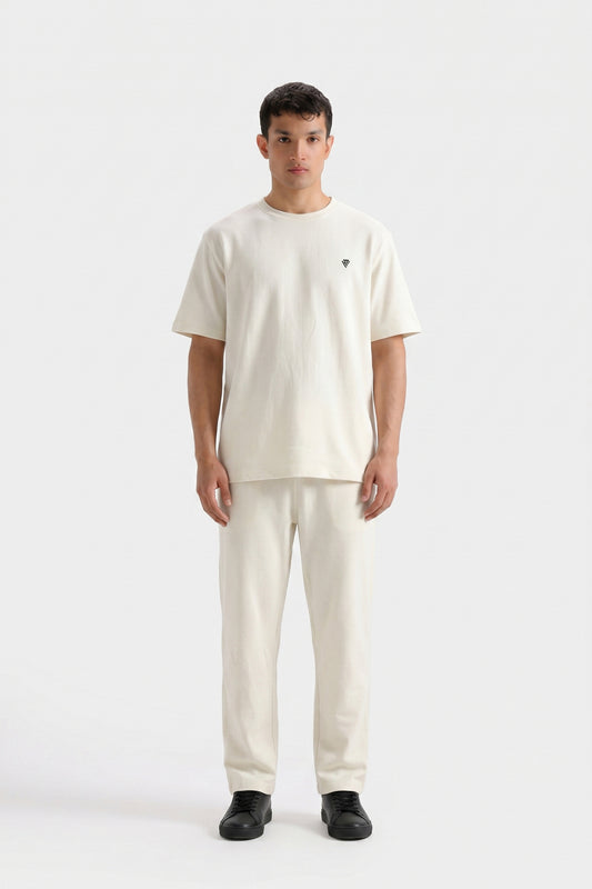 OFF WHITE COTTON TEXTURE TRACKSUIT