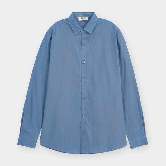 POWDER BLUE IRISH LINEN BUTTON DOWN SHIRT