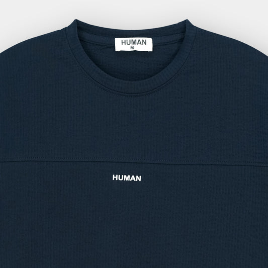 NAVY PANEL TEXTURE TEE