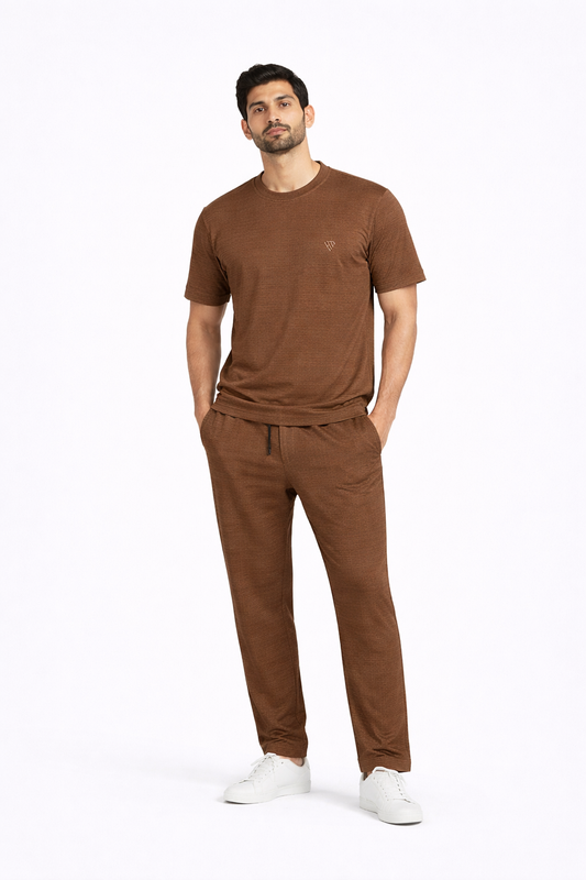 BROWN MICRO WAFFLE TRACKSUIT