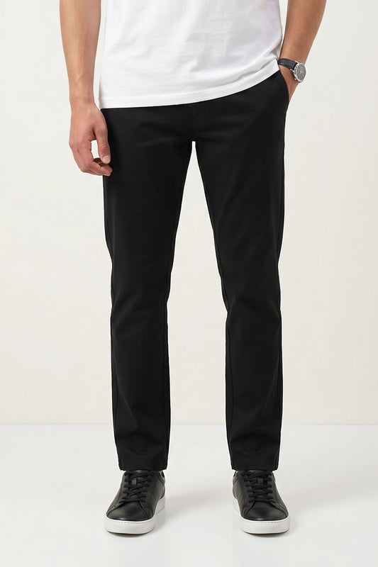 BLACK STRETCH CHINO PANTS
