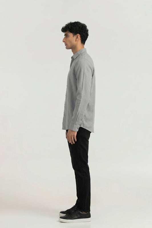 GREY IRISH LINEN BUTTON DOWN SHIRT