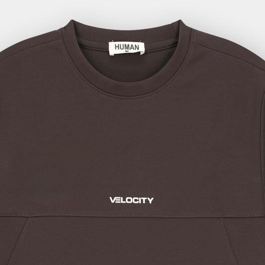 BROWN VELOCITY LYCRA KNIT TEE
