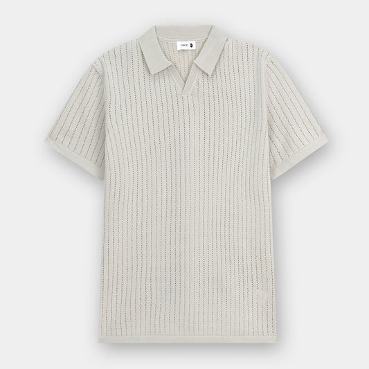 BEIGE OLD MONEY DROP NEEDLE POLO