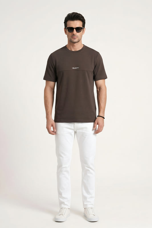 BROWN VELOCITY LYCRA KNIT TEE