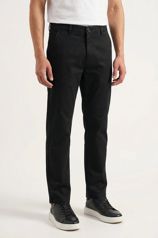 BLACK STRETCH CHINO PANTS