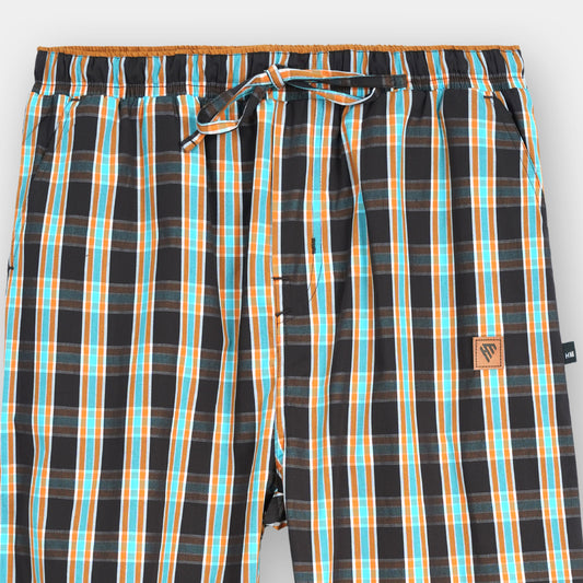MUSTARD COTTON CHECK TROUSER