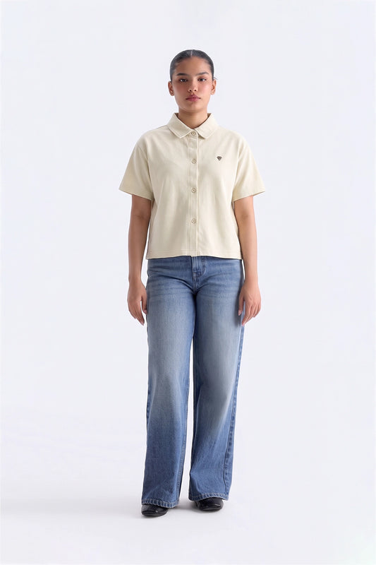 POWDER PUFF TEXTURE BOXY FIT SHIRT