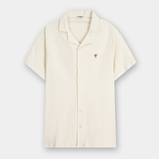 OFF WHITE TEXTURE CUBAN COLLAR SHIRT
