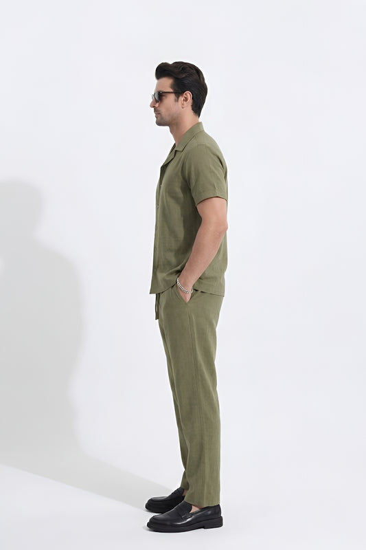 OLIVE IRISH  LINEN CORD SET