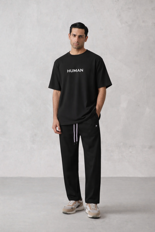 BLACK COTTON LYCRA TRACKSUIT