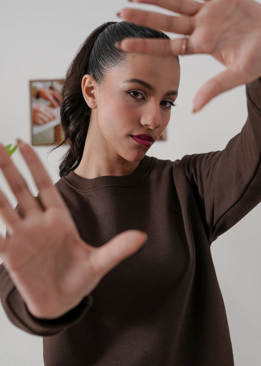 WOMEN PURE COMFORT COTTON FLEECE CHOCOLATE BROWN TRACKSUIT