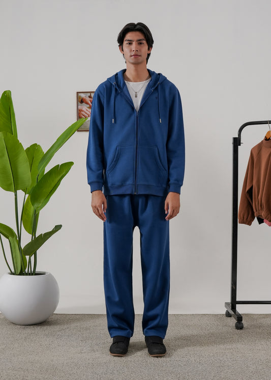 PURE COMFORT COTTON FLEECE TEAL BLUE CORD-SET