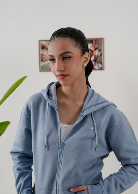 WOMEN PURE COMFORT COTTON FLEECE STEEL BLUE CORD-SET