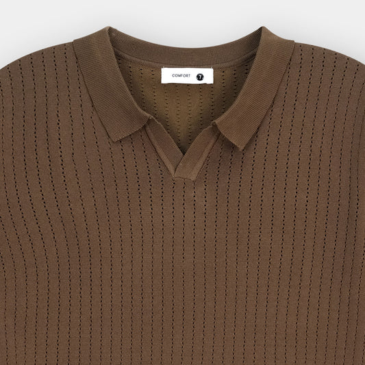 BROWN OLD MONEY DROP NEEDLE POLO