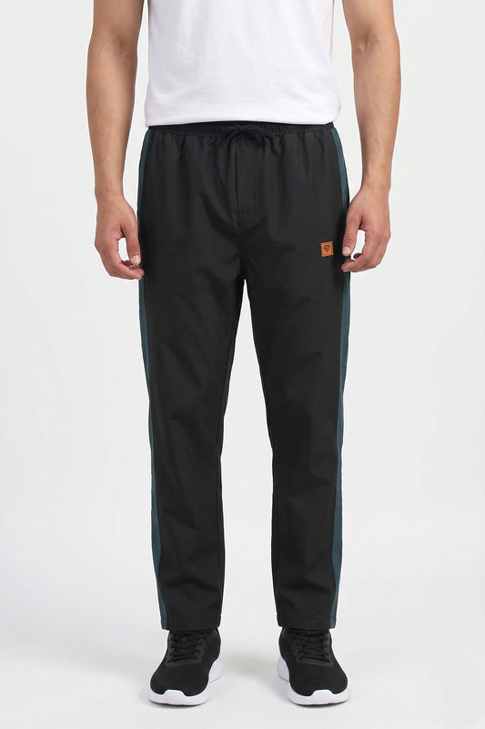 BLACK CONTRAST PANEL WOVEN TROUSER