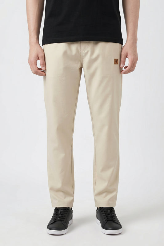 CREAM SINGLE PIPING WOVEN TROUSER