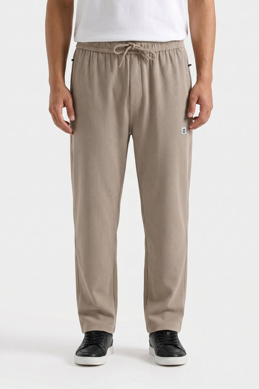 SAND BEIGE WAFFLE KNIT TROUSER