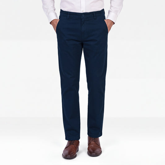 NAVY STRETCH CHINO PANTS