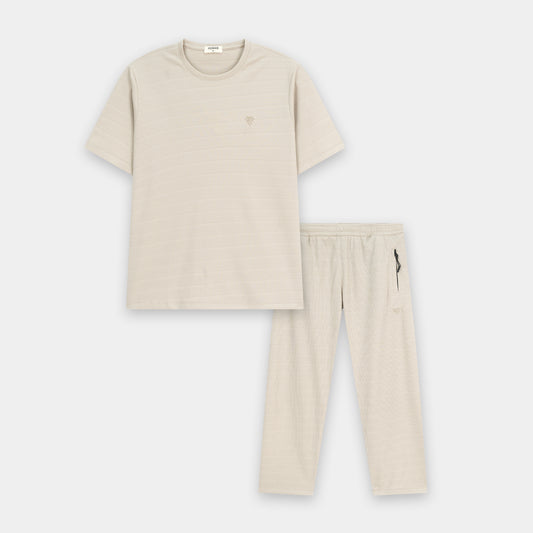 BEIGE MICRO WAFFLE TRACKSUIT