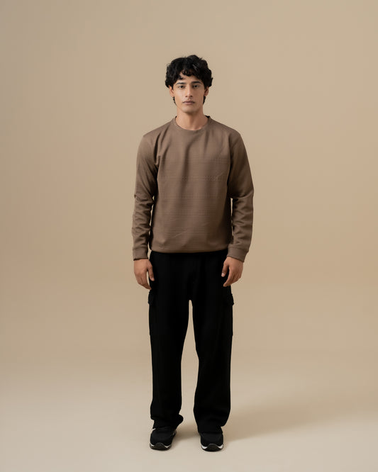 BROWN JACQUARD SWEATSHIRT