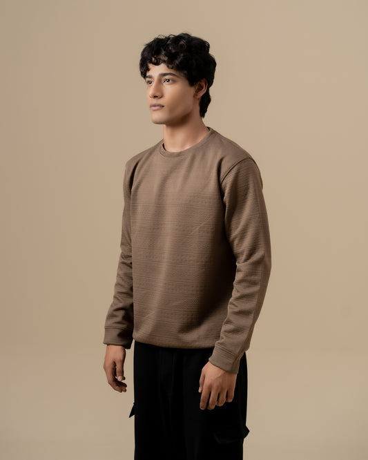 BROWN JACQUARD SWEATSHIRT