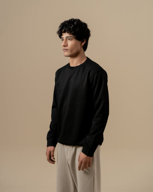 BLACK JACQUARD SWEATSHIRT