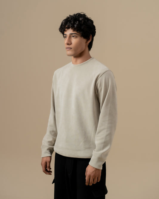 WAFFLE KNIT SWEATER GREY