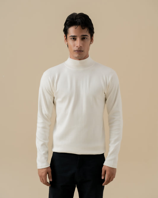 WHITE MOCK NECK