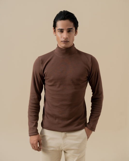 BROWN MOCK NECK