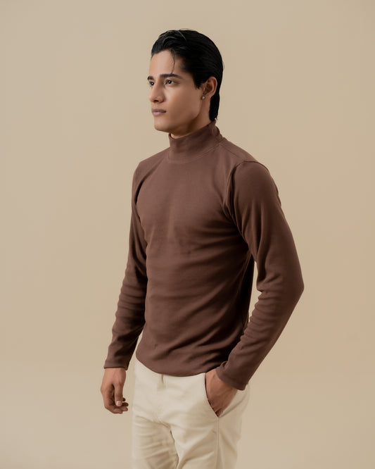 BROWN MOCK NECK