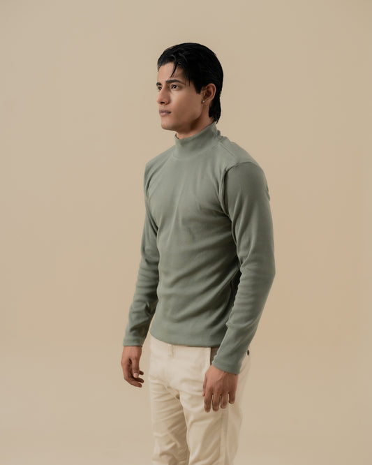 SAGE GREEN MOCK NECK