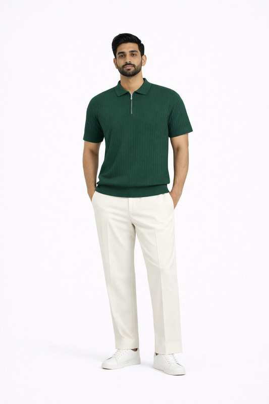 REGAL GREEN DROP NEEDLE KNIT POLO