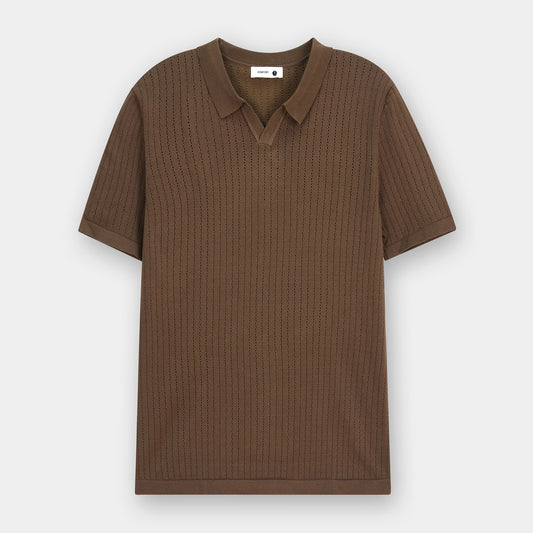 BROWN OLD MONEY DROP NEEDLE POLO