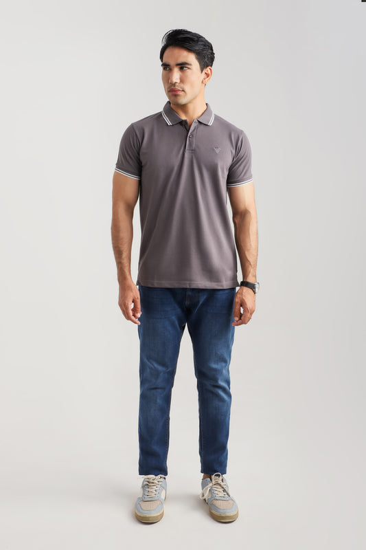 DARK GREY TIPPING POLO