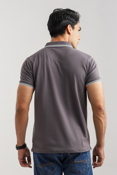 DARK GREY TIPPING POLO