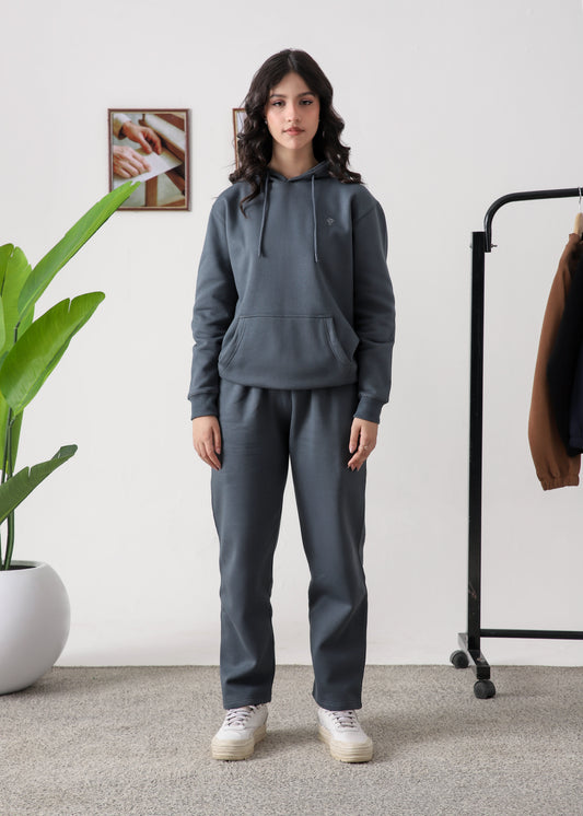 WOMEN PURE COMFORT COTTON FLEECE SLATE GREY CORD-SET