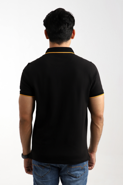 BLACK JACQUARD COLLAR POLO