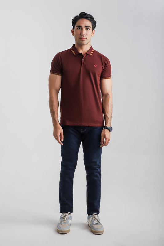 MAROON TIPPING POLO